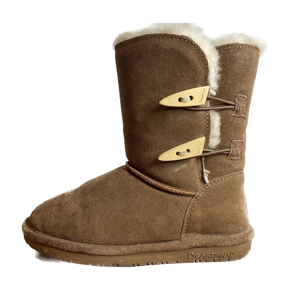 BearPaw Abigail-Hickory Brown Suede Sheepskin Winter Boot | Women's Size 5 US